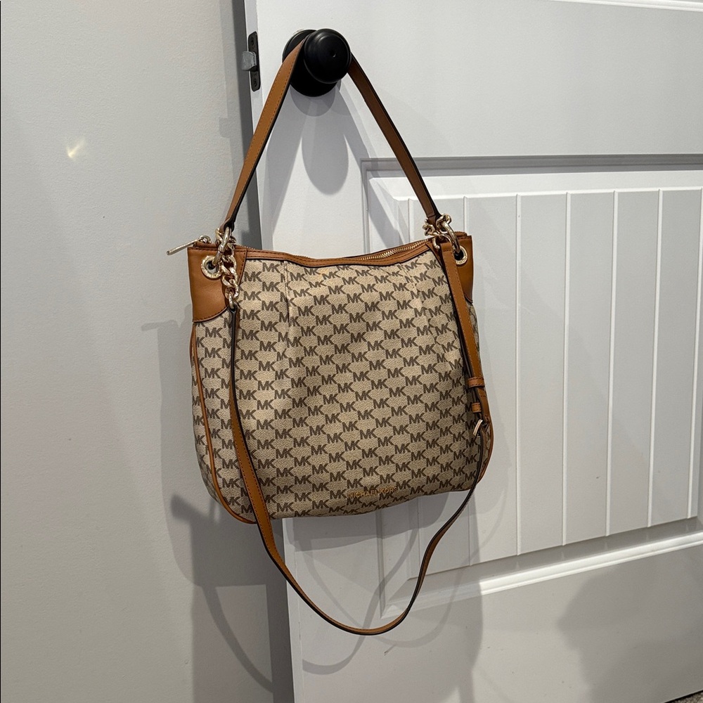 Michael Kors Tan and Brown Shoulder Bag